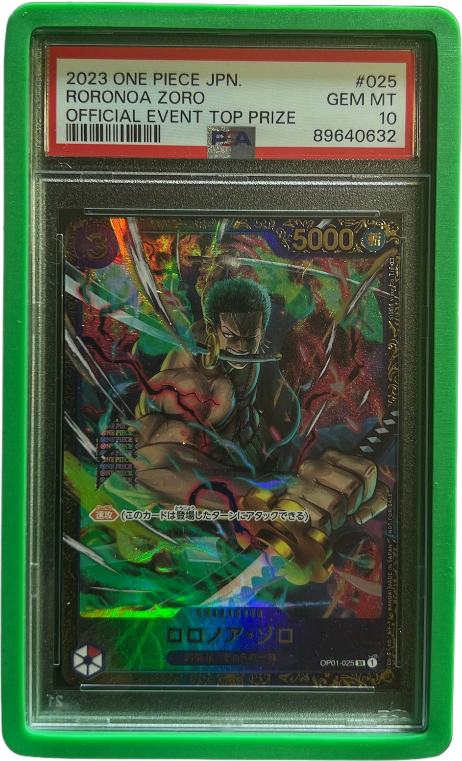 ONE PIECE Card - RORONOA ZORO OP01-025 Official Event Top Prize - PSA 10